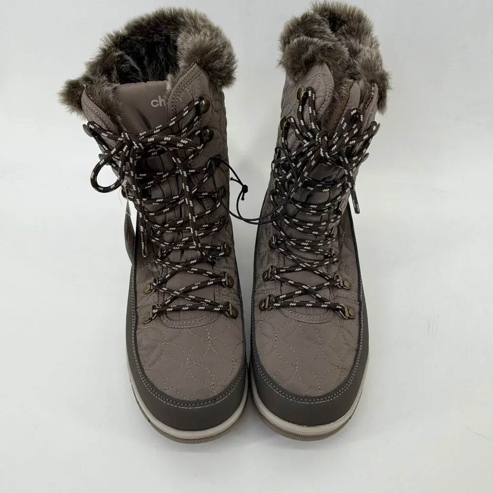 Chooka Belltown Mid Faux Fur Insulated Waterproof Winter Boots Taupe Women 8‎