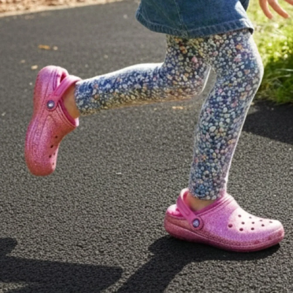 Crocs Kids Sparkly Pink Kids Clogs Sz 6
