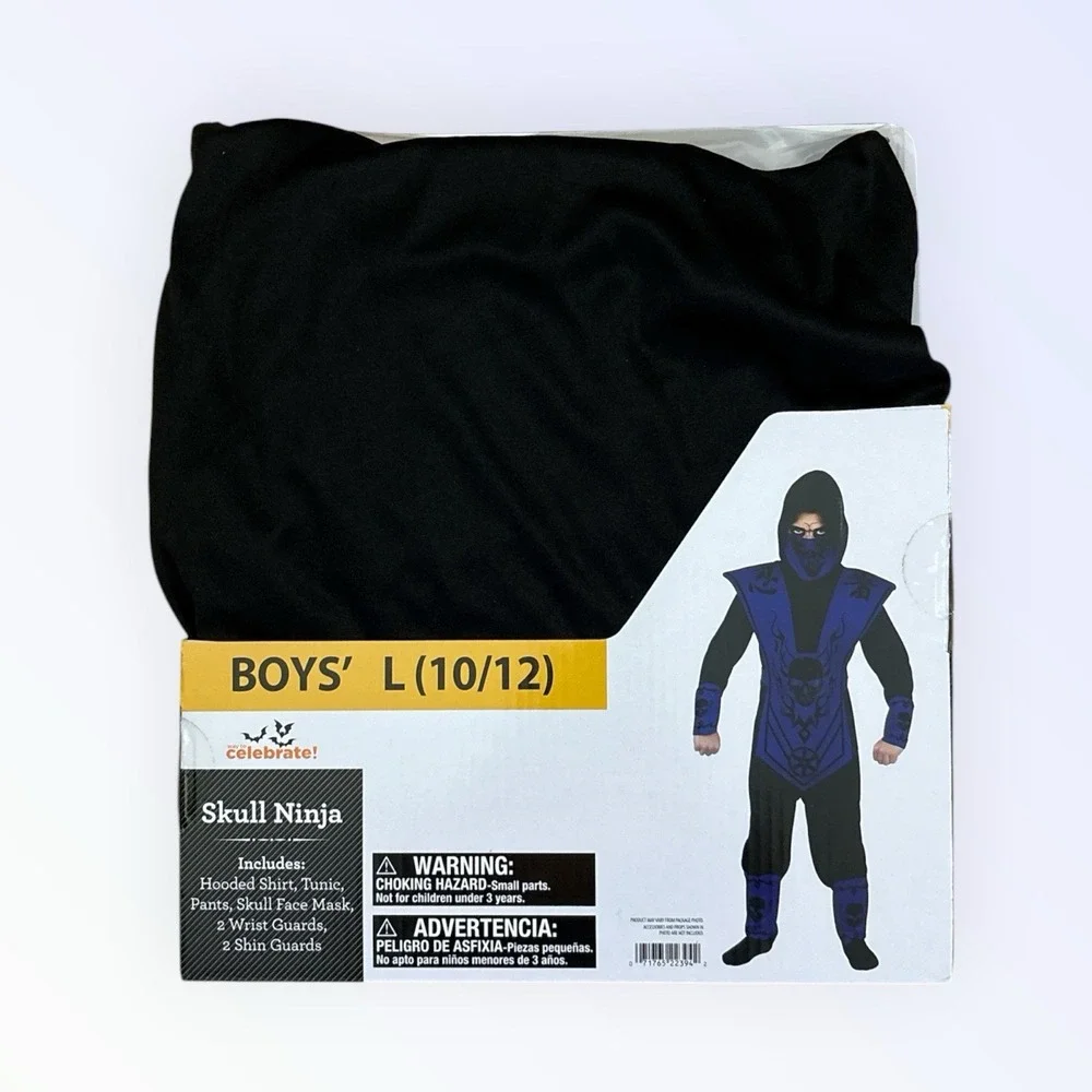 Blue / Black Skull Ninja Halloween Costume Boys Size L (10/12) Celebrate