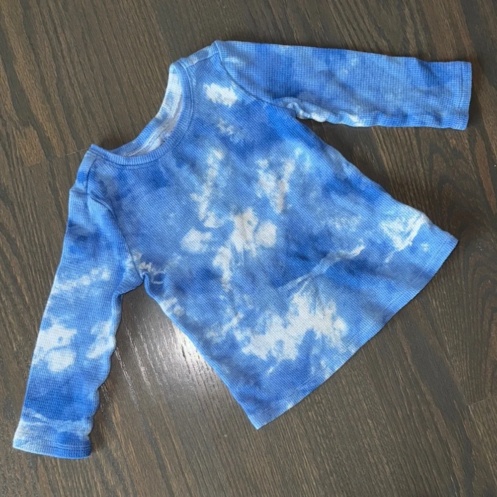 Old Navy Blue Tie-Dye Thermal Long Sleeve Tee | 18-24M