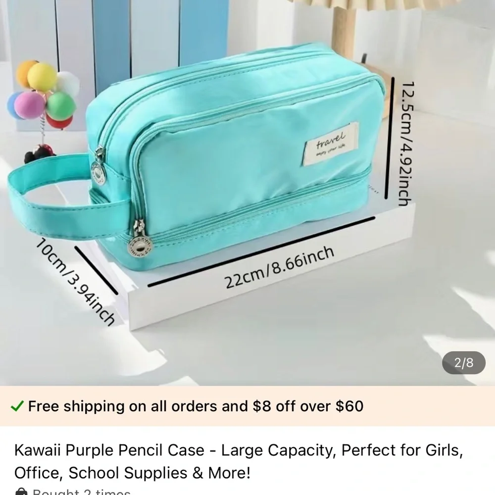Pencil Case For School Office Supplies Zippered Make Up Organizer Travel Craft