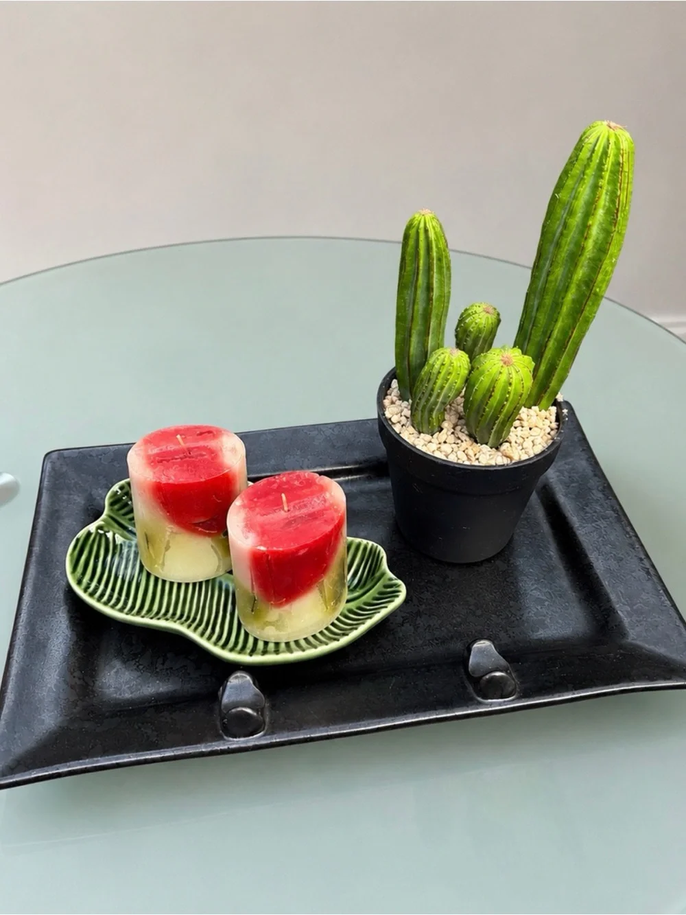 Nature-Inspired Candle & Cactus Vignette