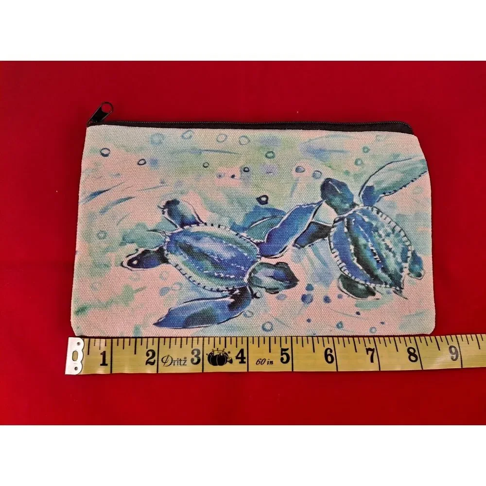 Sea Turtles Cosmetic/Travel Bag Zippered Top ‎ 8 1/4 