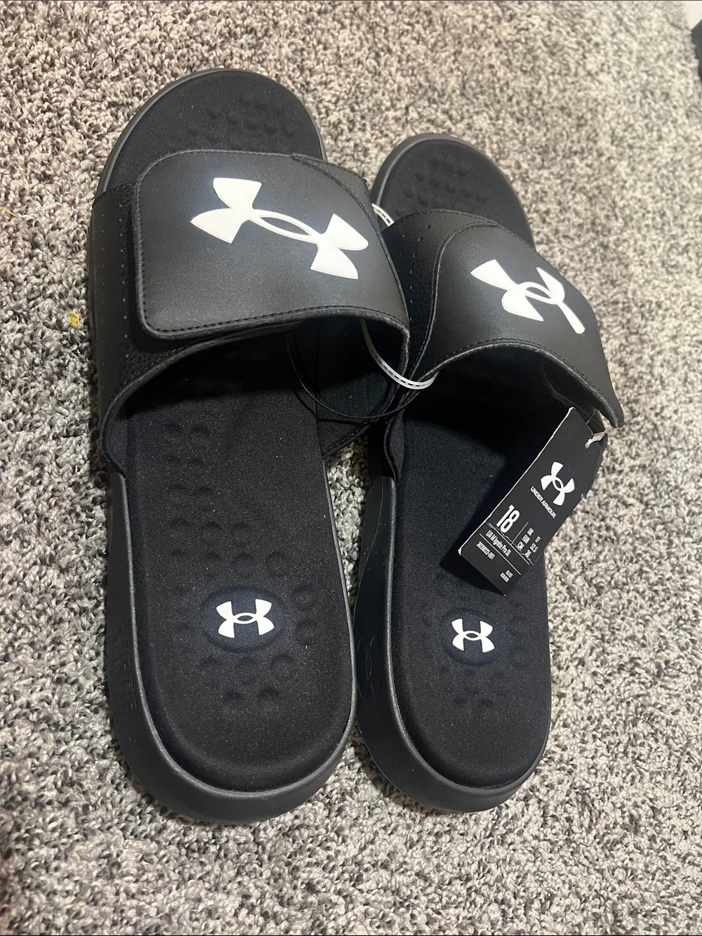 Under Armour Black Slide Sandals with White Logo for Men