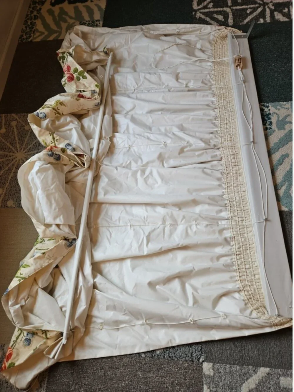 Vintage Custom Made Silk Balloon Valance Curtain Drapery Window Treatment Chintz