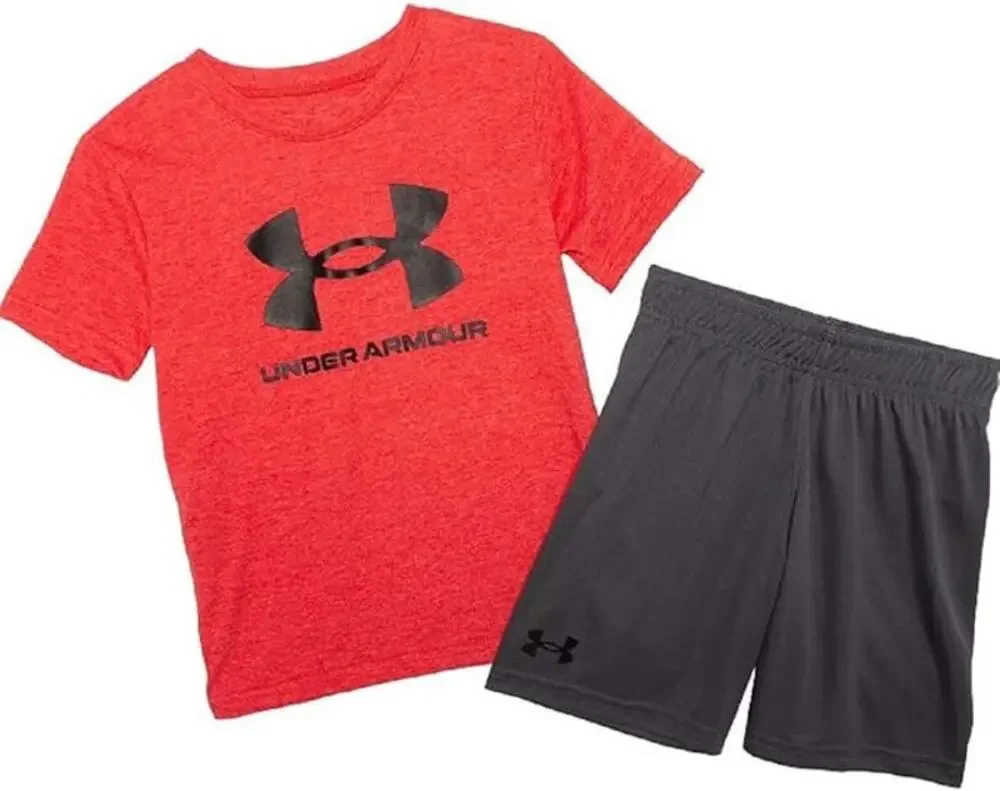 NWT Under Armour Boy's Core Logo Shirt and Shorts Set sz 6