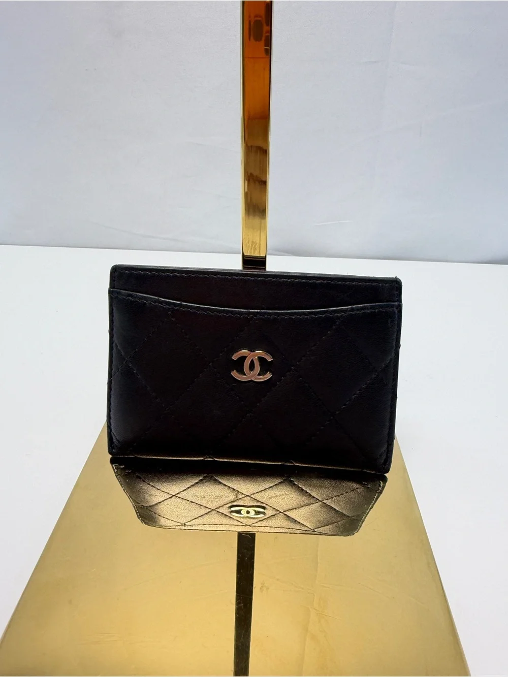 Chanel Black Quilted Caviar Card Holder Silver Hardware, 2026