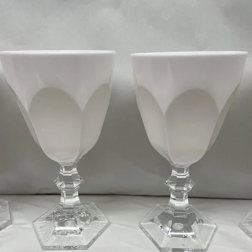 Mario Luca Giusti Dolce-Vita Water White Goblet Set of 4 in Acrylic Signed Read