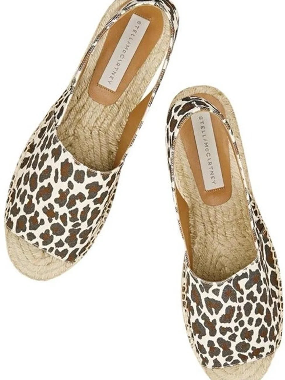 Stella McCartney Brown and White Leopard Espadrille Slides