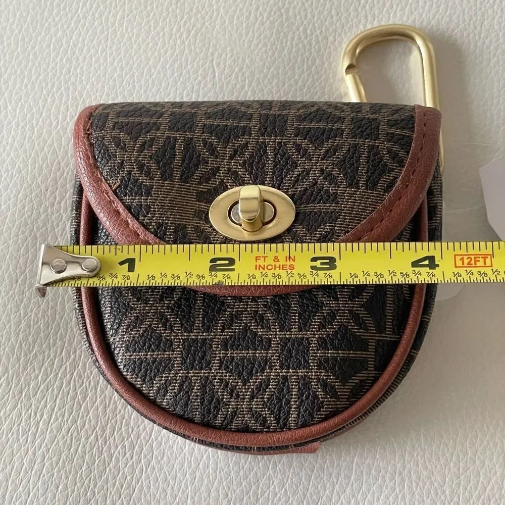NWT Time & Tru earbuds airpods bag case Wallet with hanging Carabiner Gold Clip
