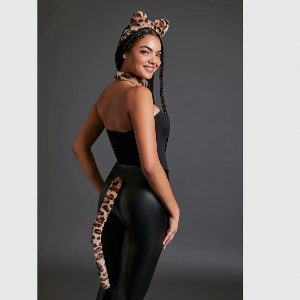 Leopard Headband Necklace & Tail Costume