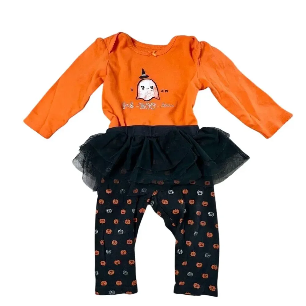 Carter's Halloween Ghost Orange Black 