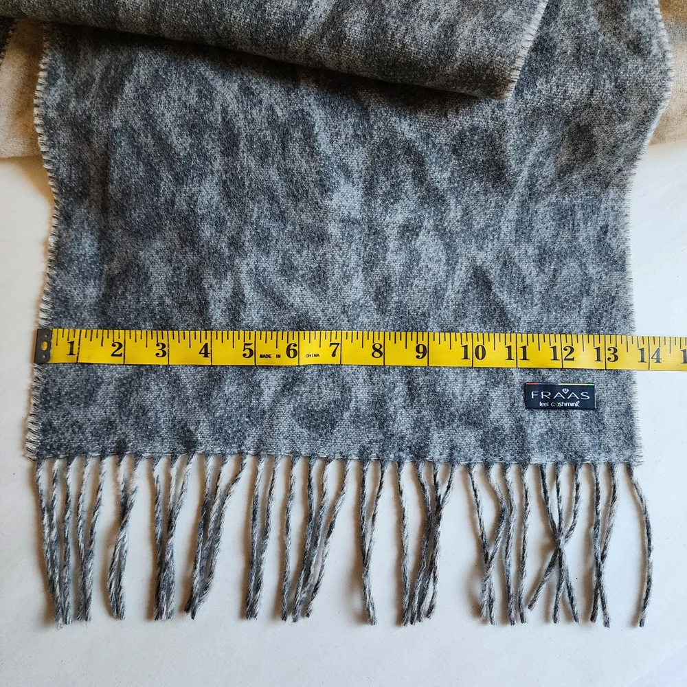 FRAAS Feel Cashmink Taupe & Grey Leopard Oversized Scarf