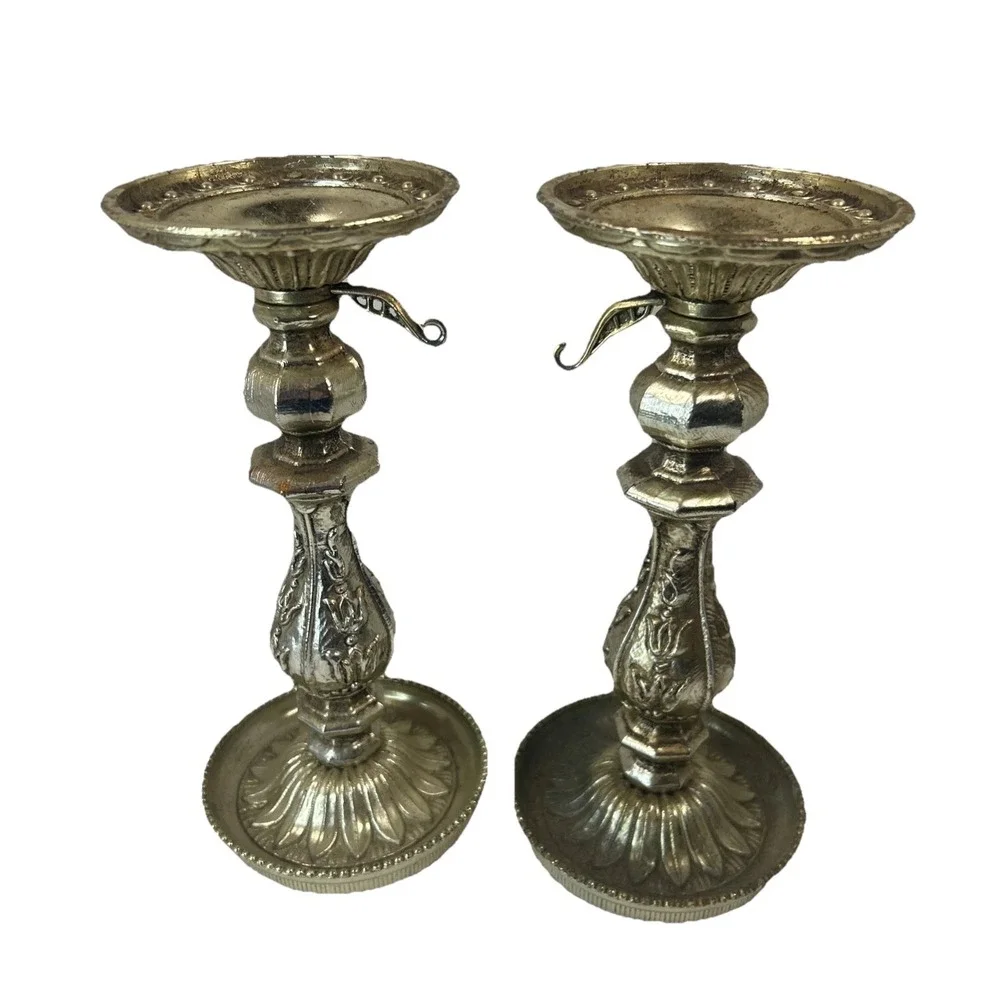 Vintage Gold Tone Candle Holder Set Of 2 Beautiful Ornate Hollywood Regency Read