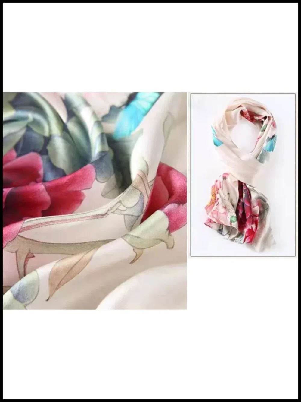 100% Silk Long Oblong Scarf Women Shawl Wrap Versatile Gift