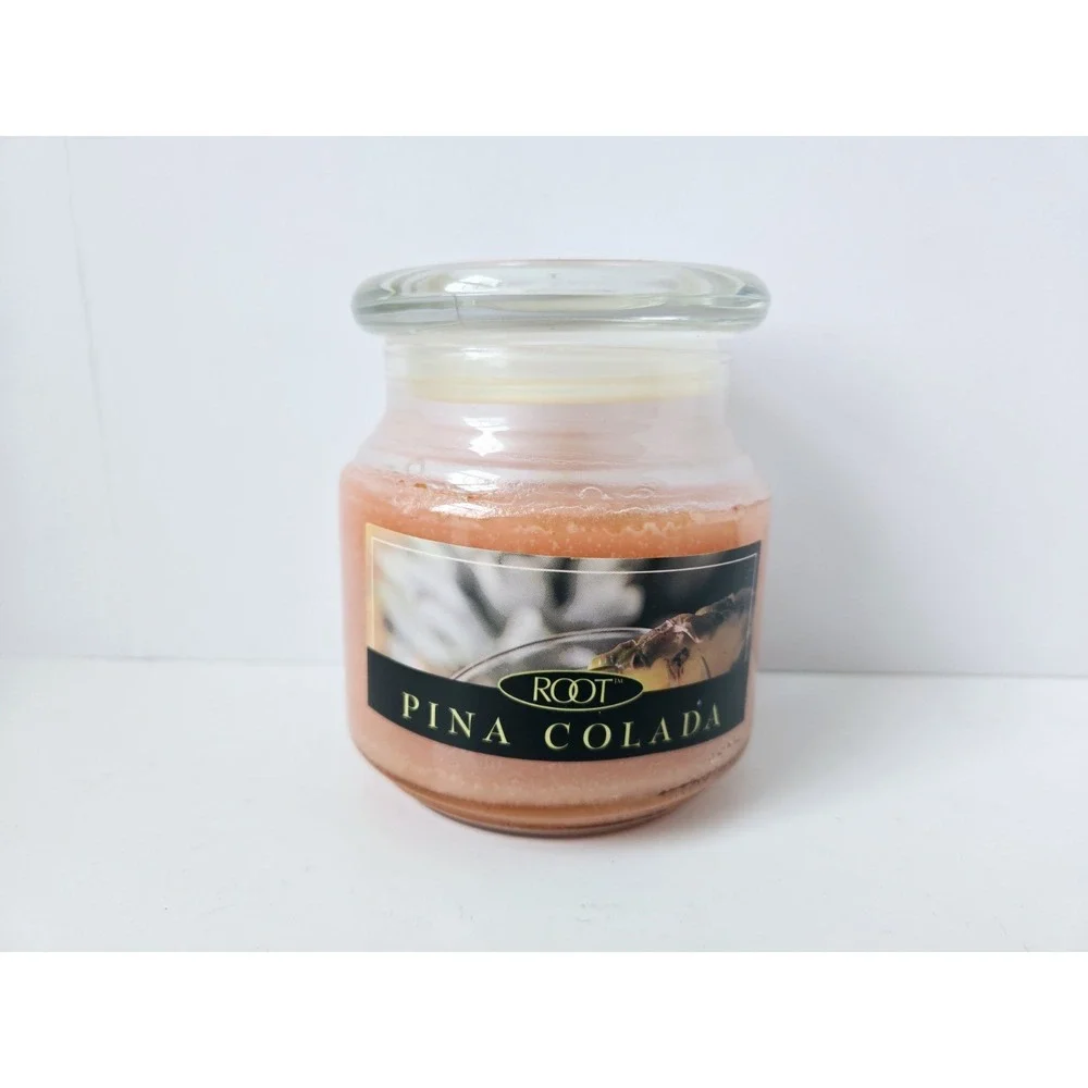 Root candle‎ glass jar unburnt  Queen Bee Jars A. I Root Pina Colada