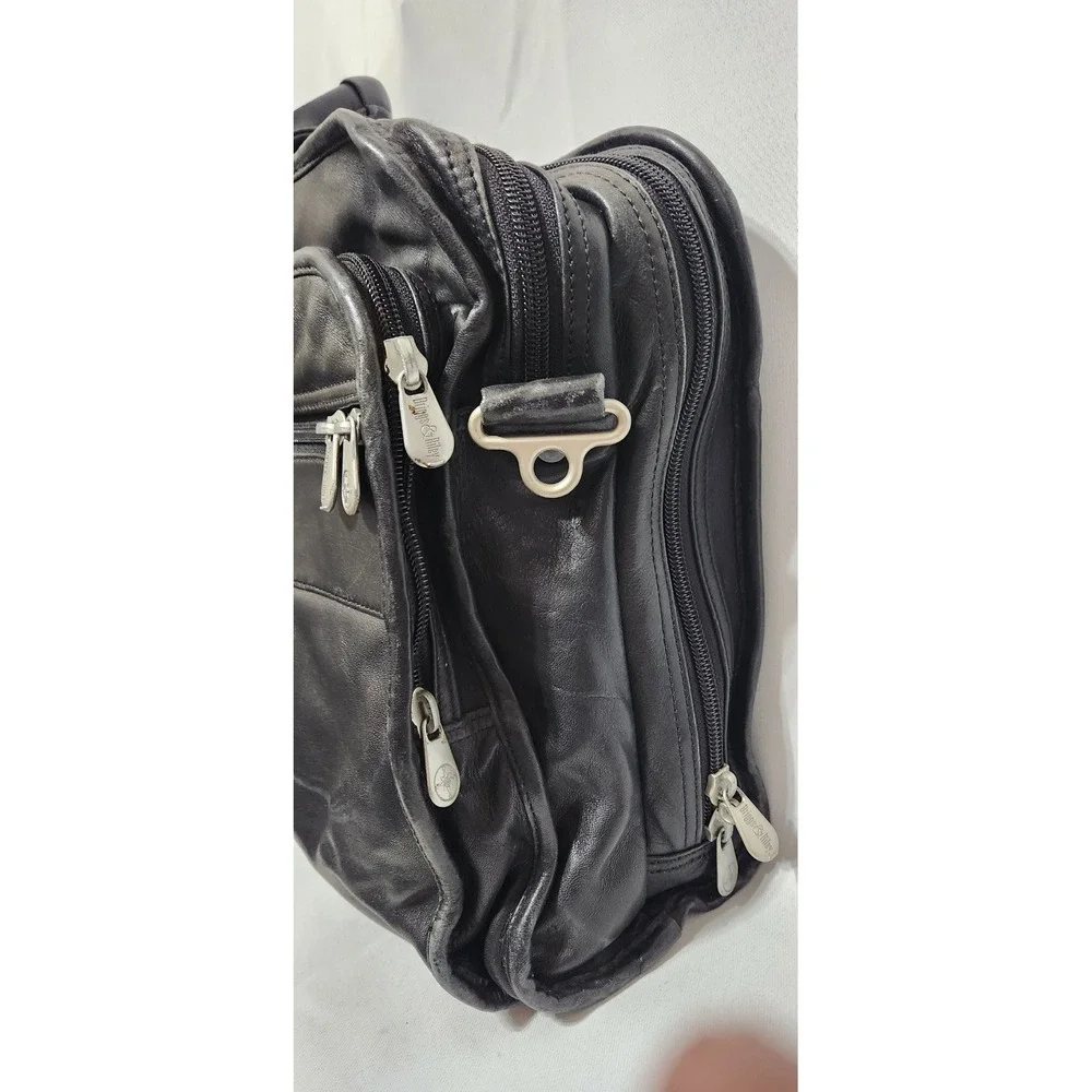 Vintage Briggs & Riley Black Leather Executive Briefcase Laptop Messenger Bag