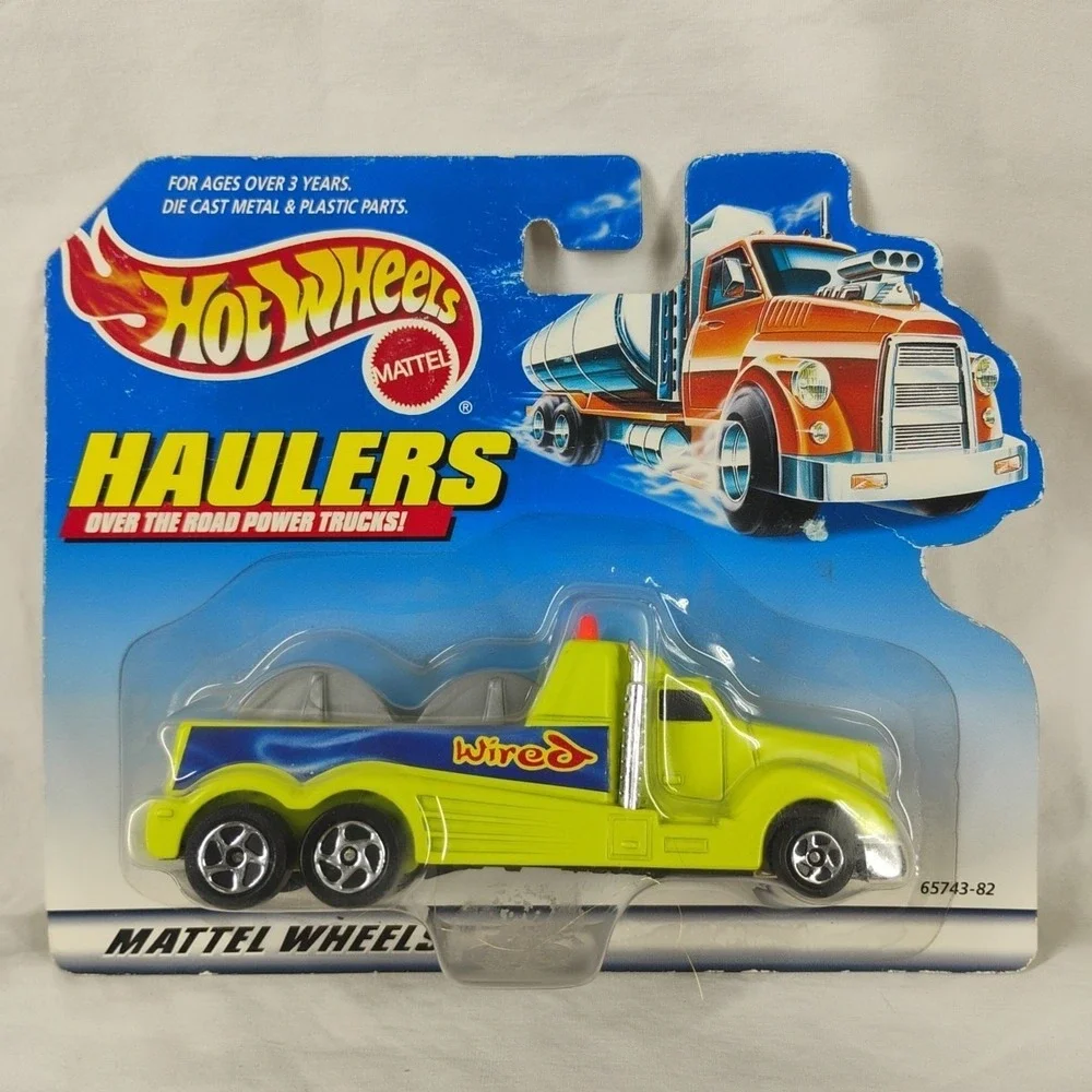 1998 Hot Wheels HAULERS Over‎ The Road Power Trucks WIRED Cable Truck Lime Green