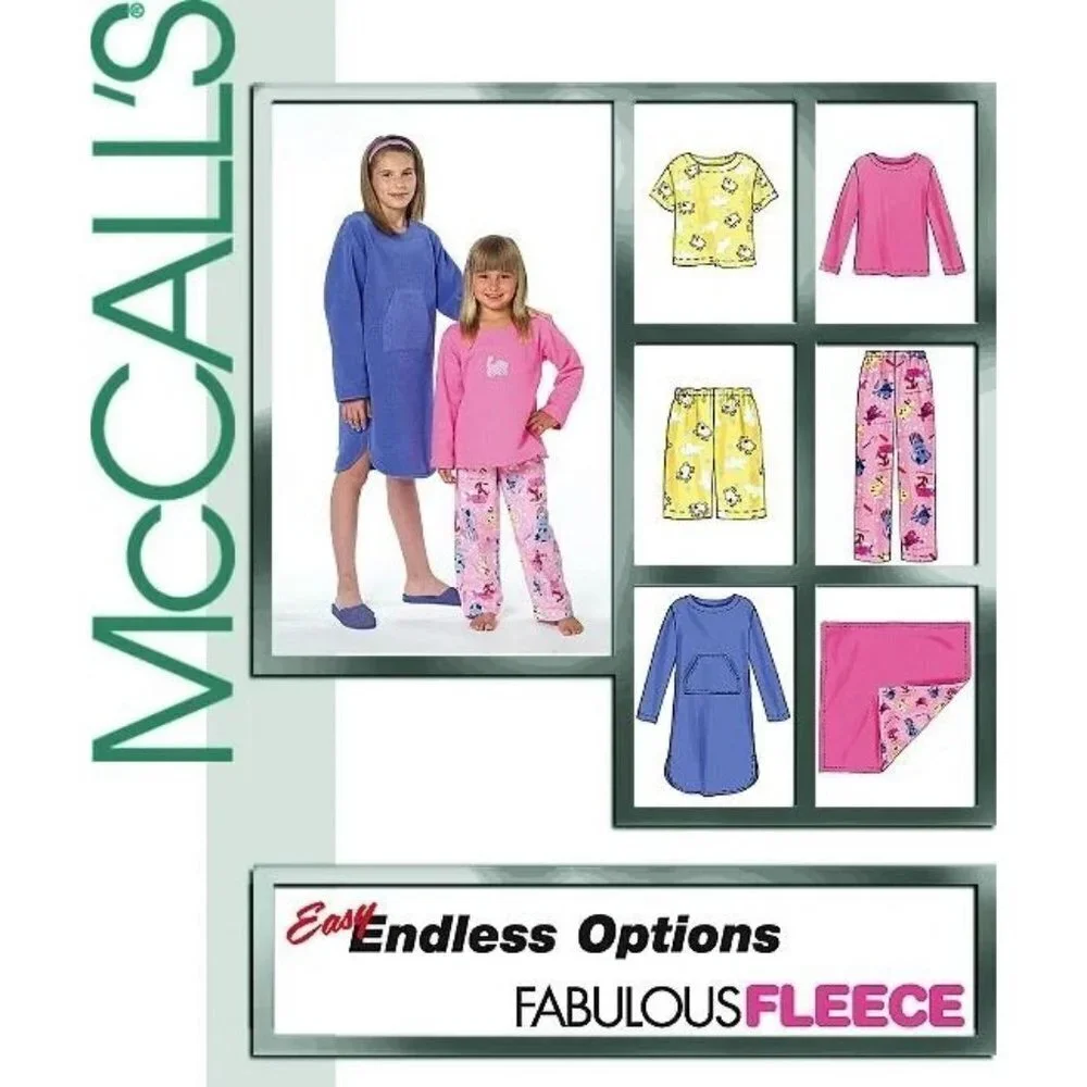 McCalls Sewing Pattern 4963 Tops Gown‎ Short Pants Blanket Girls Size MED-XL