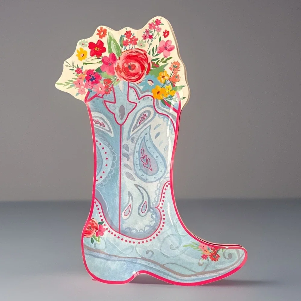 Serving Platter Cowgirl Boot Floral Pioneer Woman, Melamine New‎