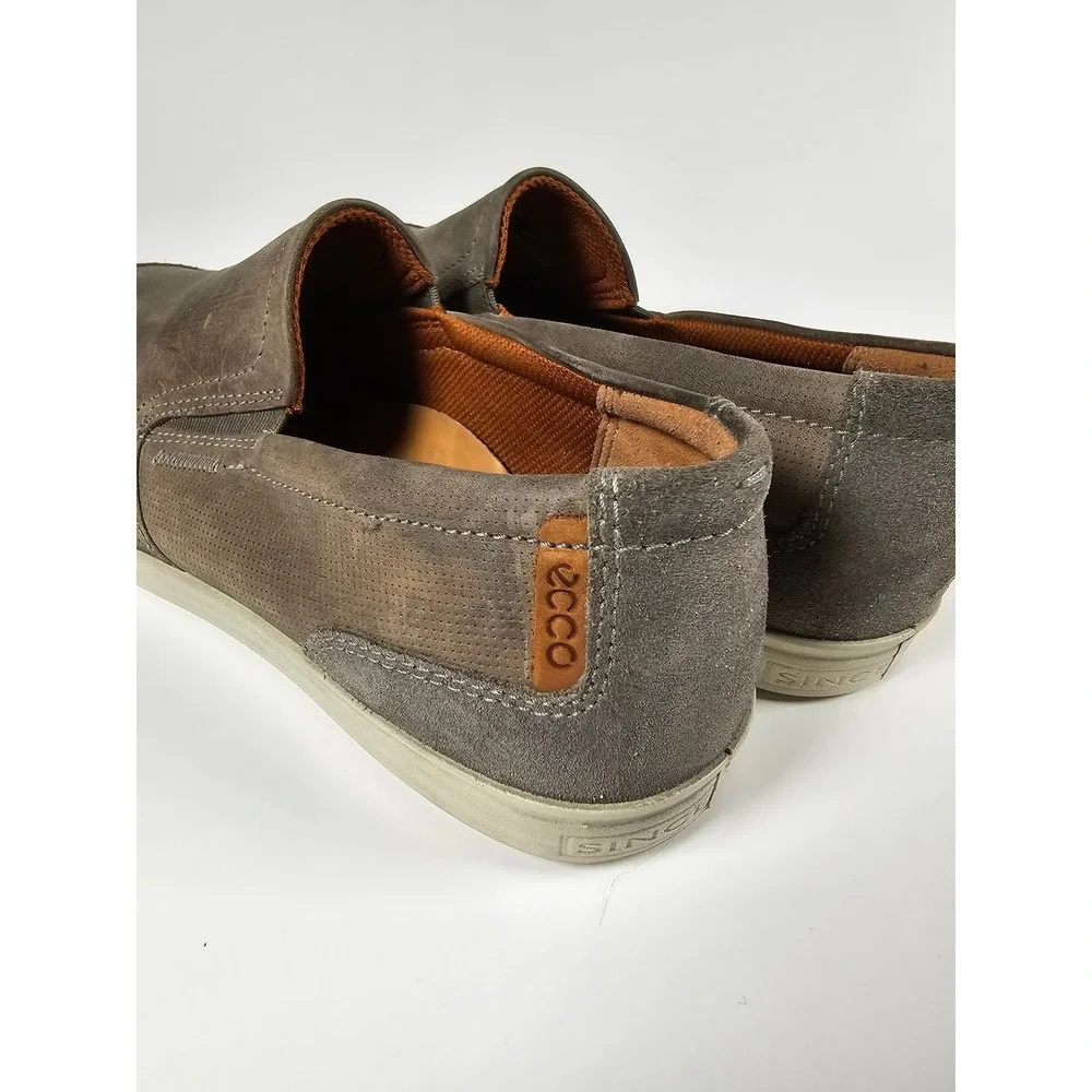 ECCO Kyle Mens Grey Nubuck‎ Leather Perforated Slip On Loafers Size 42