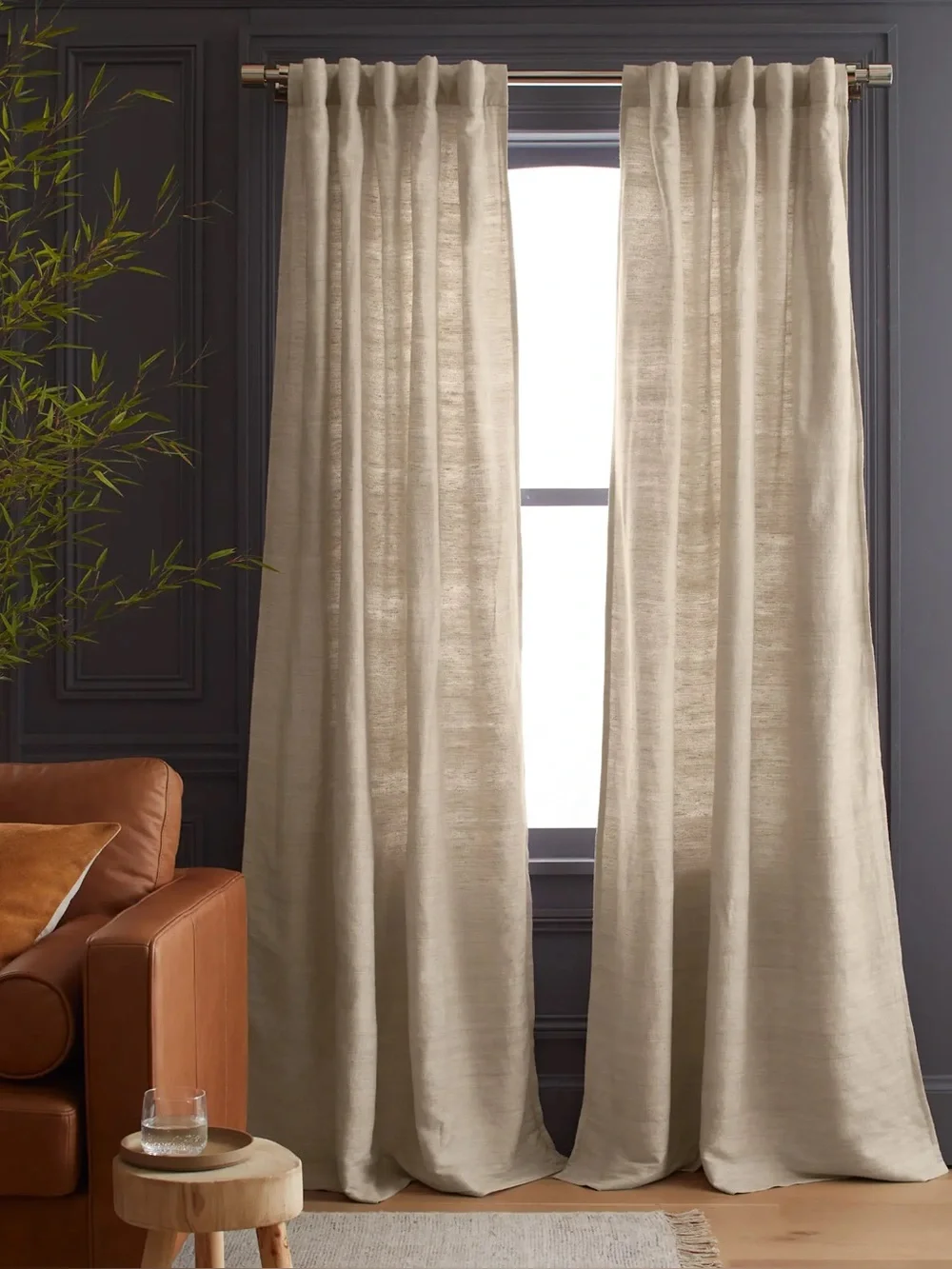 NWOT Quince Raw Silk Cotton Light Filtering Set Of 2 Curtains 48x96 In Sand