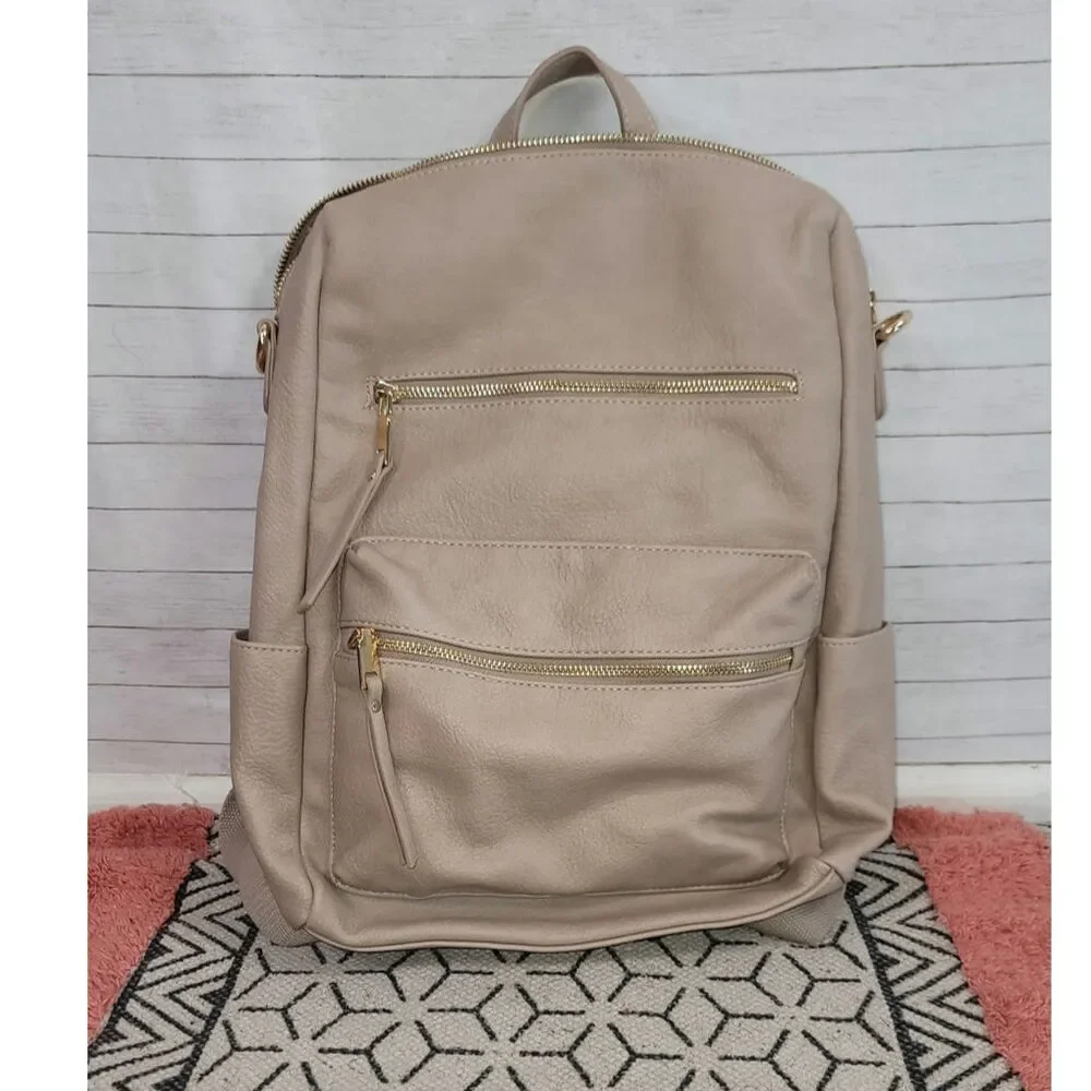 MMS CONVERTIBLE LIGHT PINK BACKPACK WITH GOLD HARDWARE