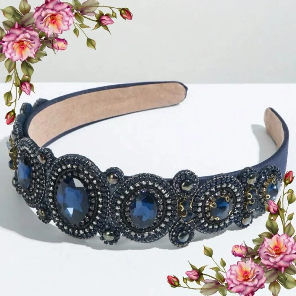 Gorgeous navy blue rhinestones Headband‎