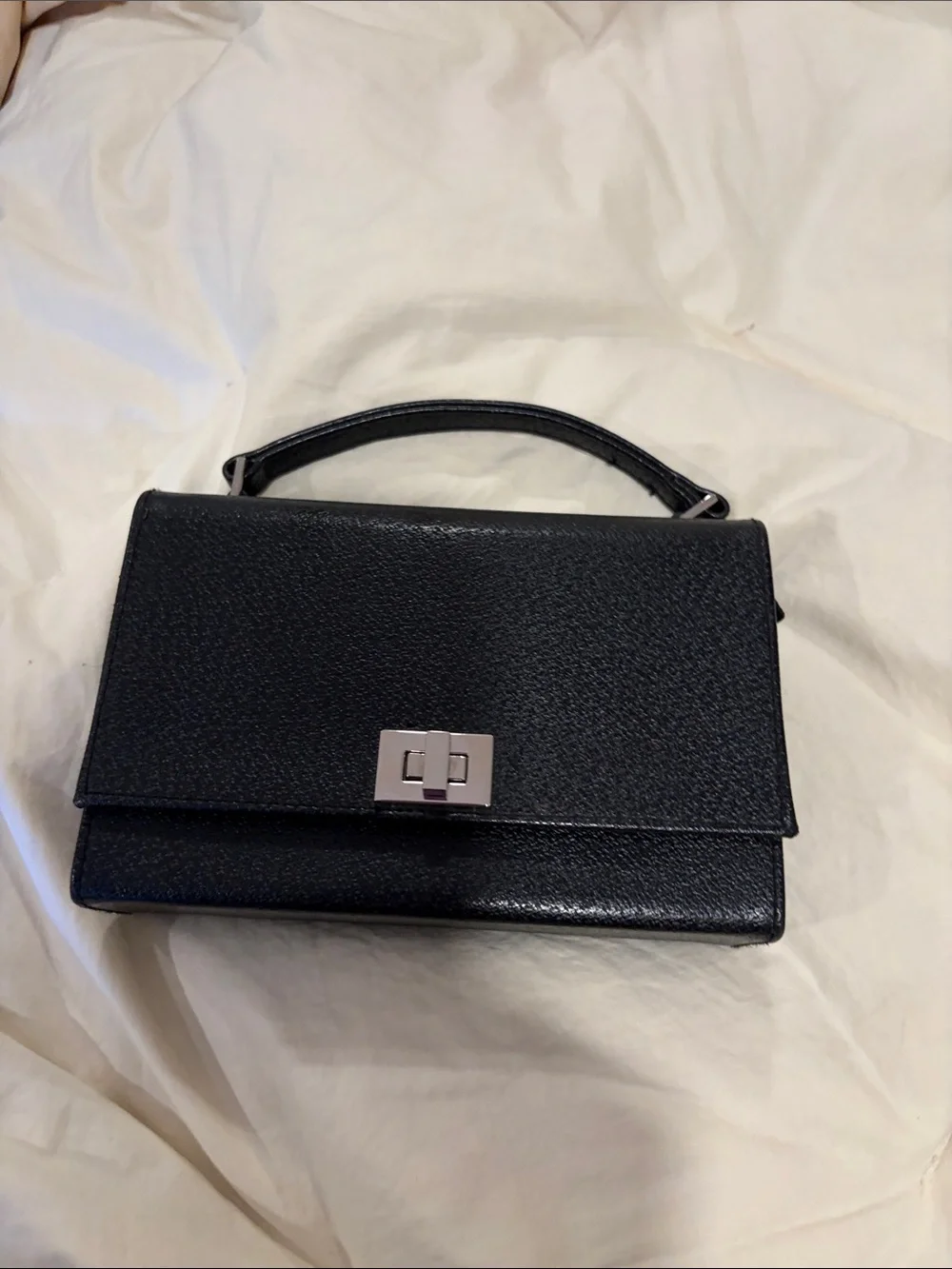 Structured Black Top-Handle Satchel