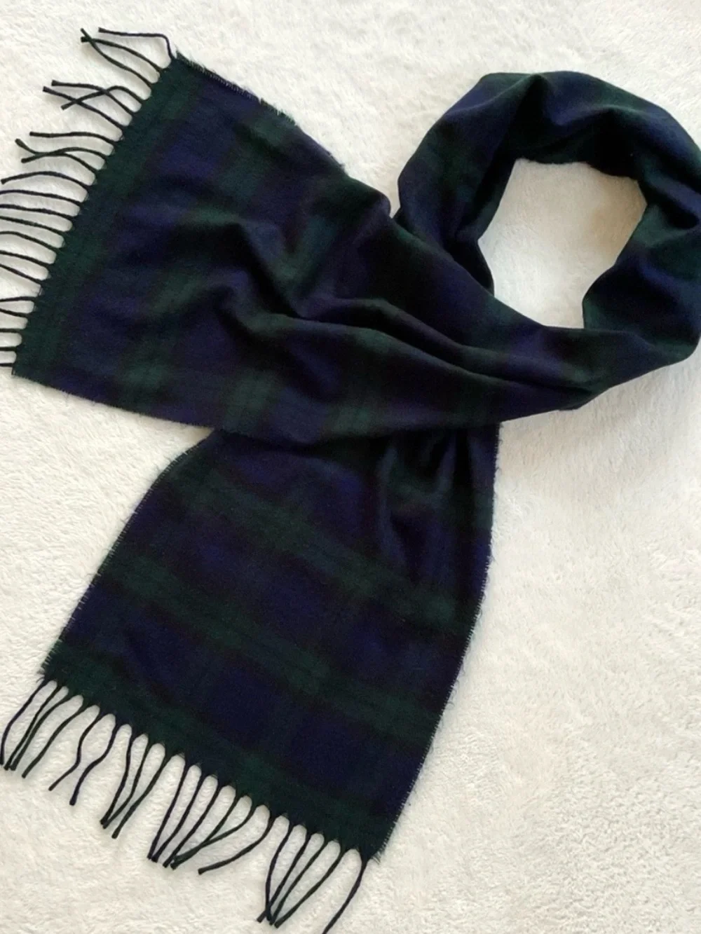 Vintage Christian Dior Monsieur Black Watch Plaid Cashmaire Scarf Made England