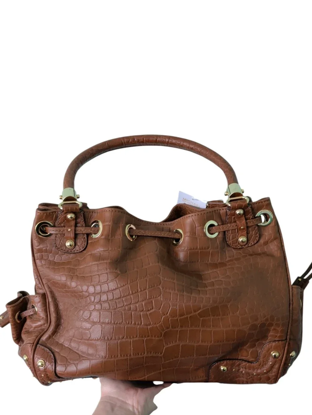 NWT Michael Kors genuine Leather Crocodile Pattern Mocha Large Tote Satchel