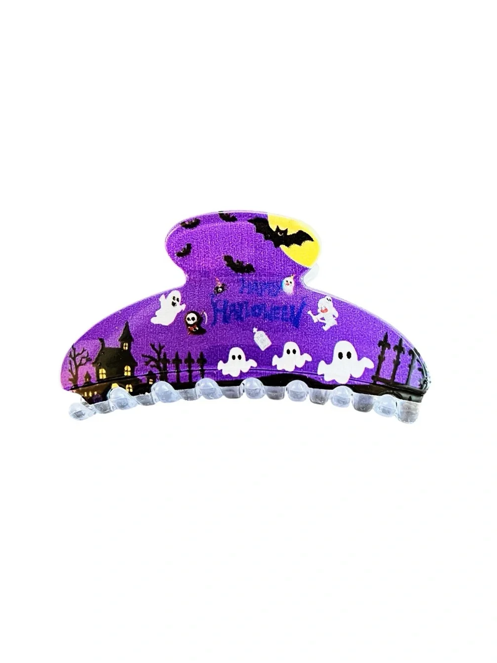Purple Black Flying Ghost Graveyard Moon Bat Halloween 4