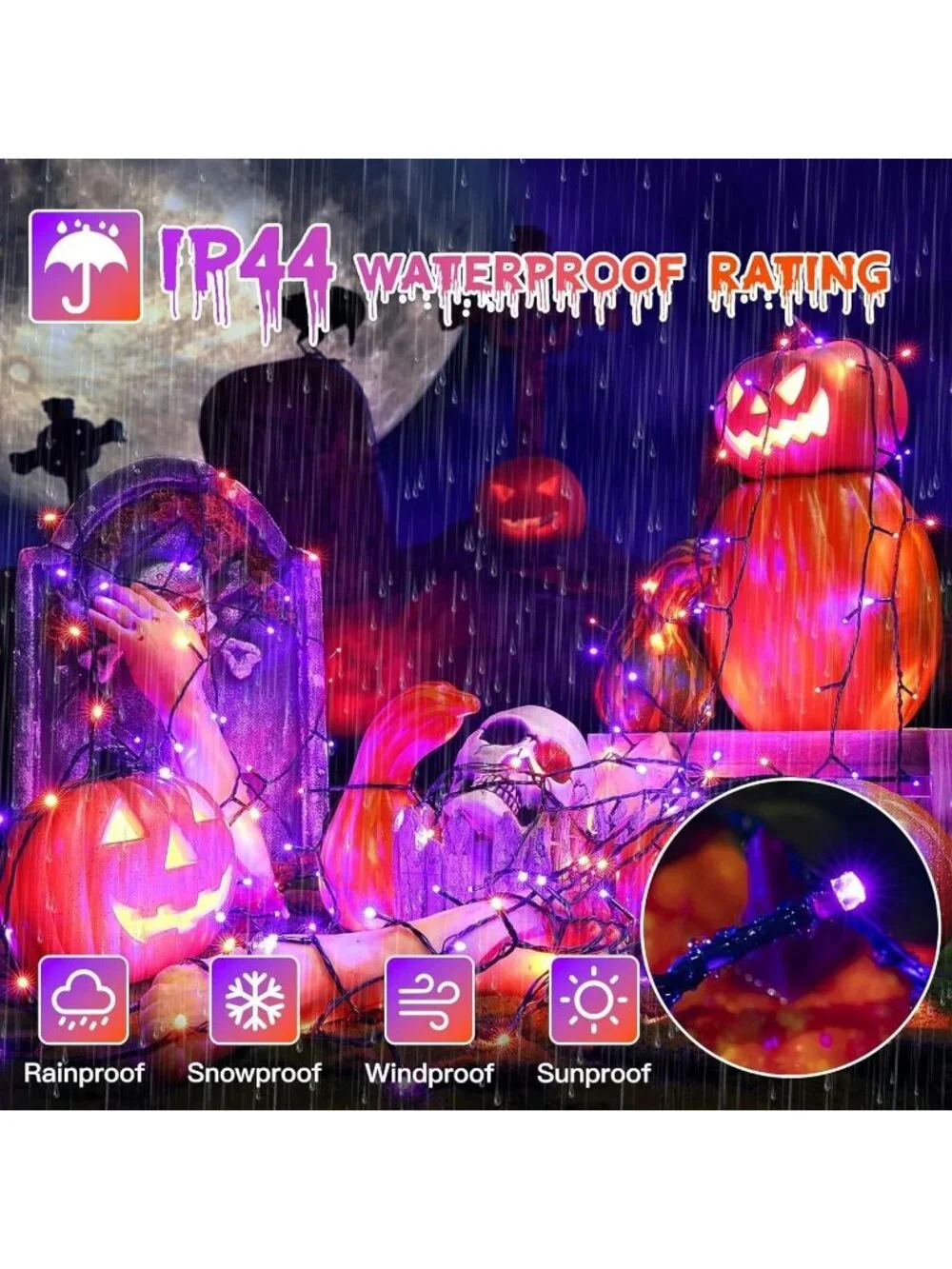 500 LED Halloween Purple and Orange String Lights 180 Ft Decor Haunted House new