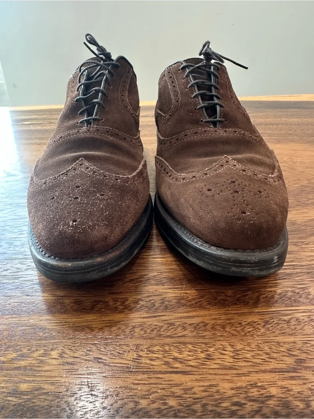 Allen Edmonds McClain Full Brogue Oxford Wingtip Brown Suede #6198 Men’s Sz 12C