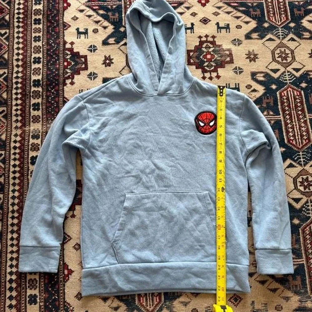 Old Navy Marvel Spider-Man Hoodie Light Blue Boys XL 14-16 Fleece Pullover