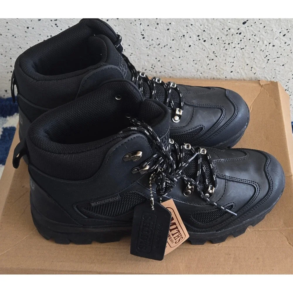 Smiths Workwear Mens Black High Top Hiking Waterproof Boots‎ Size 9.5