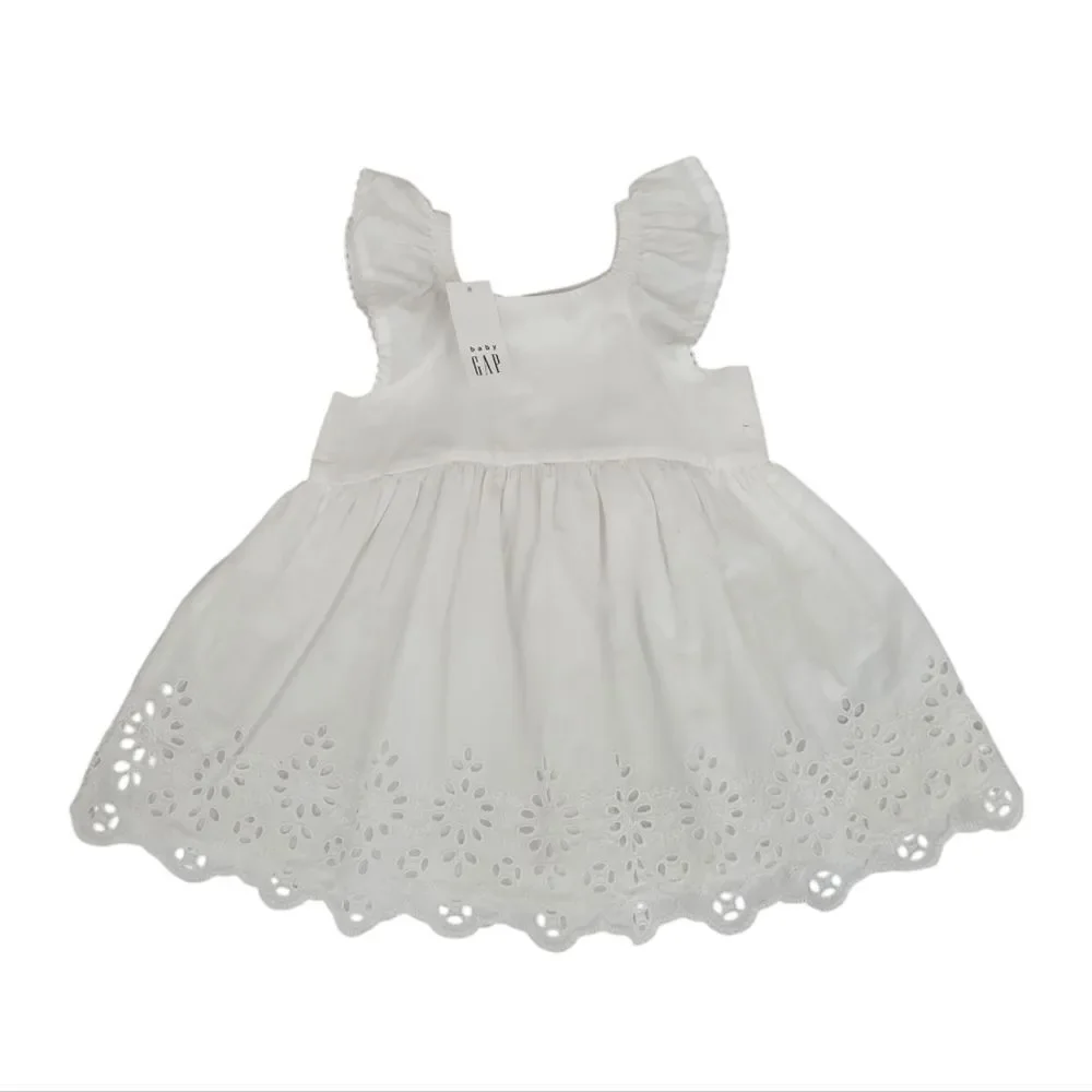 Baby Gap White Eyelet Dress / Blouse Cotton Girls Infant Size 6-12mo