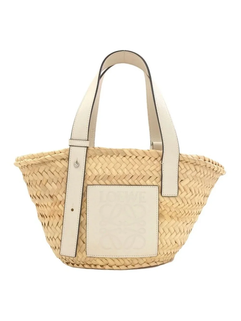 Loewe Basket Small Tote Bag Calfskin Palm Leaf