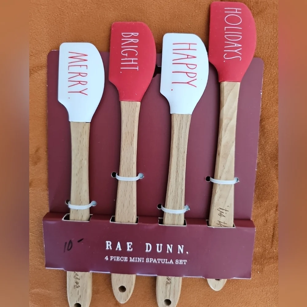 Rae Dunn CHRISTMAS Spatula Set Holiday Baking‎ USA Cooking Utensils Merry Bright