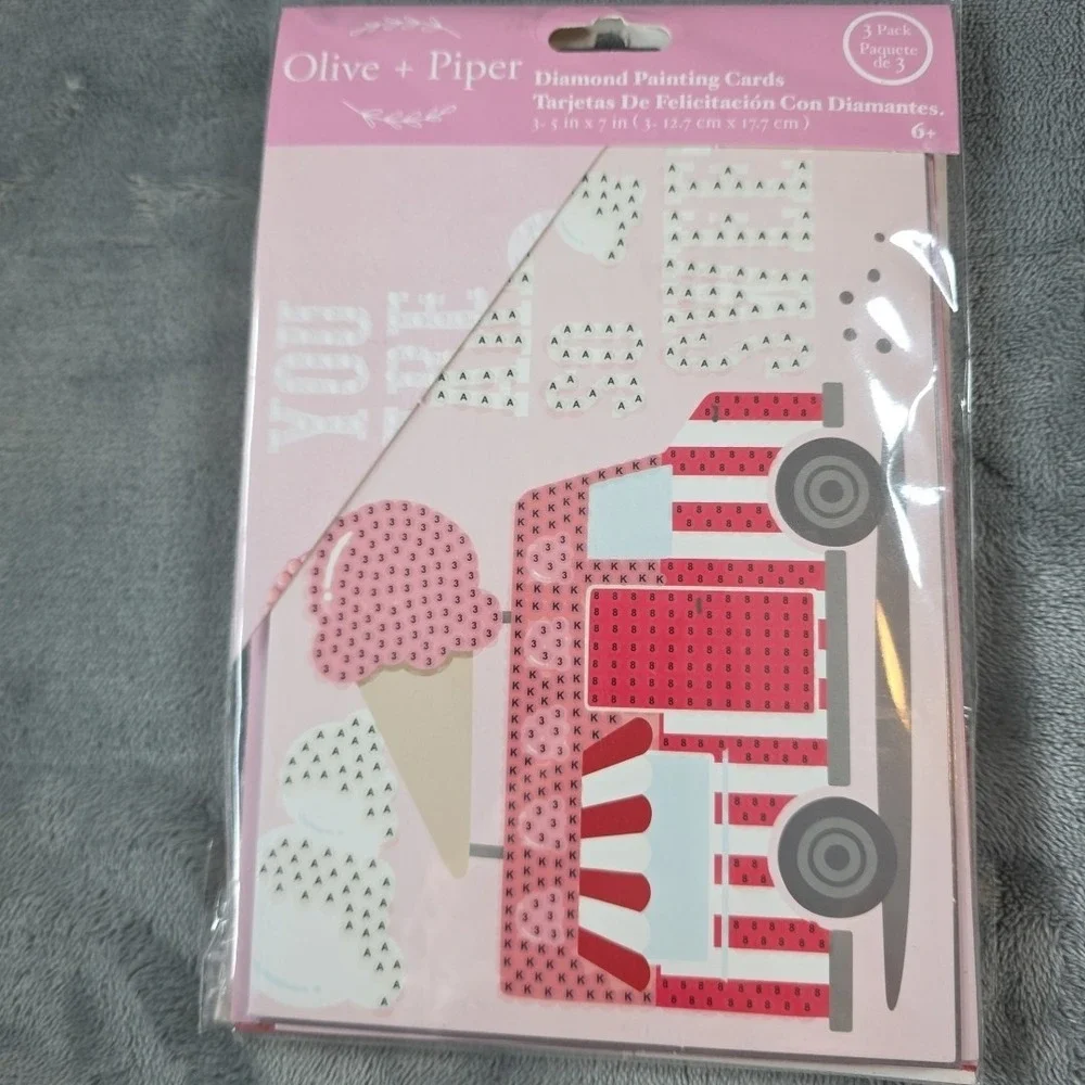 Party Ideas‎ Valentines OLIVE+PIPER 3 Pack Diamond Painting Cards Ice Cream