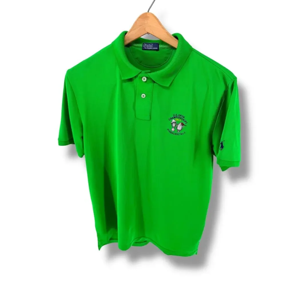 Polo Ralph Lauren Polo Shirt Men's L Green 2014 US Open Pinehurst No. 2 Golf USG