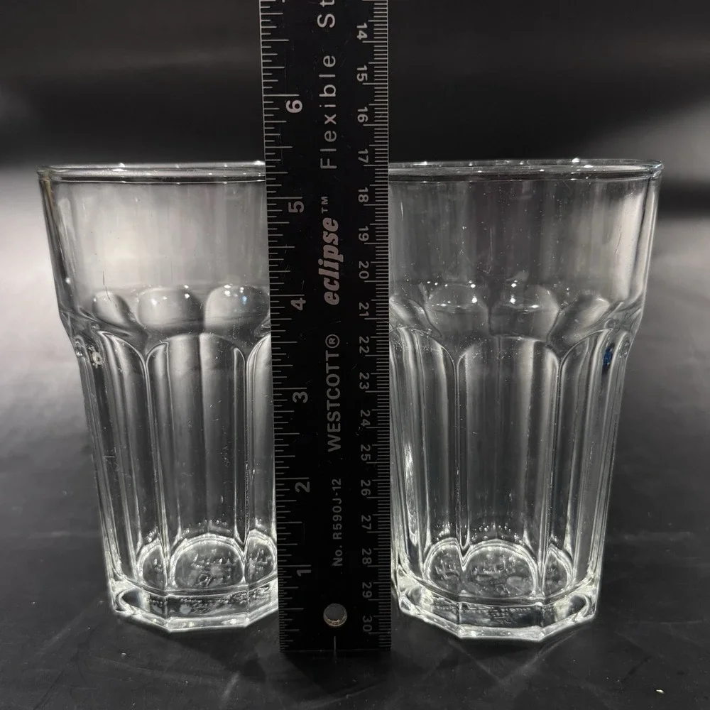 Ikea 12oz Pokal Clear Panel Glass Drinking Tumbler Pair Item No‎ 22950 France