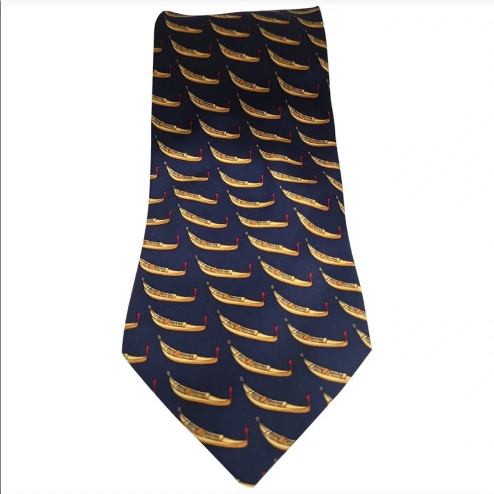 Italian silk Fabris blue gondola necktie