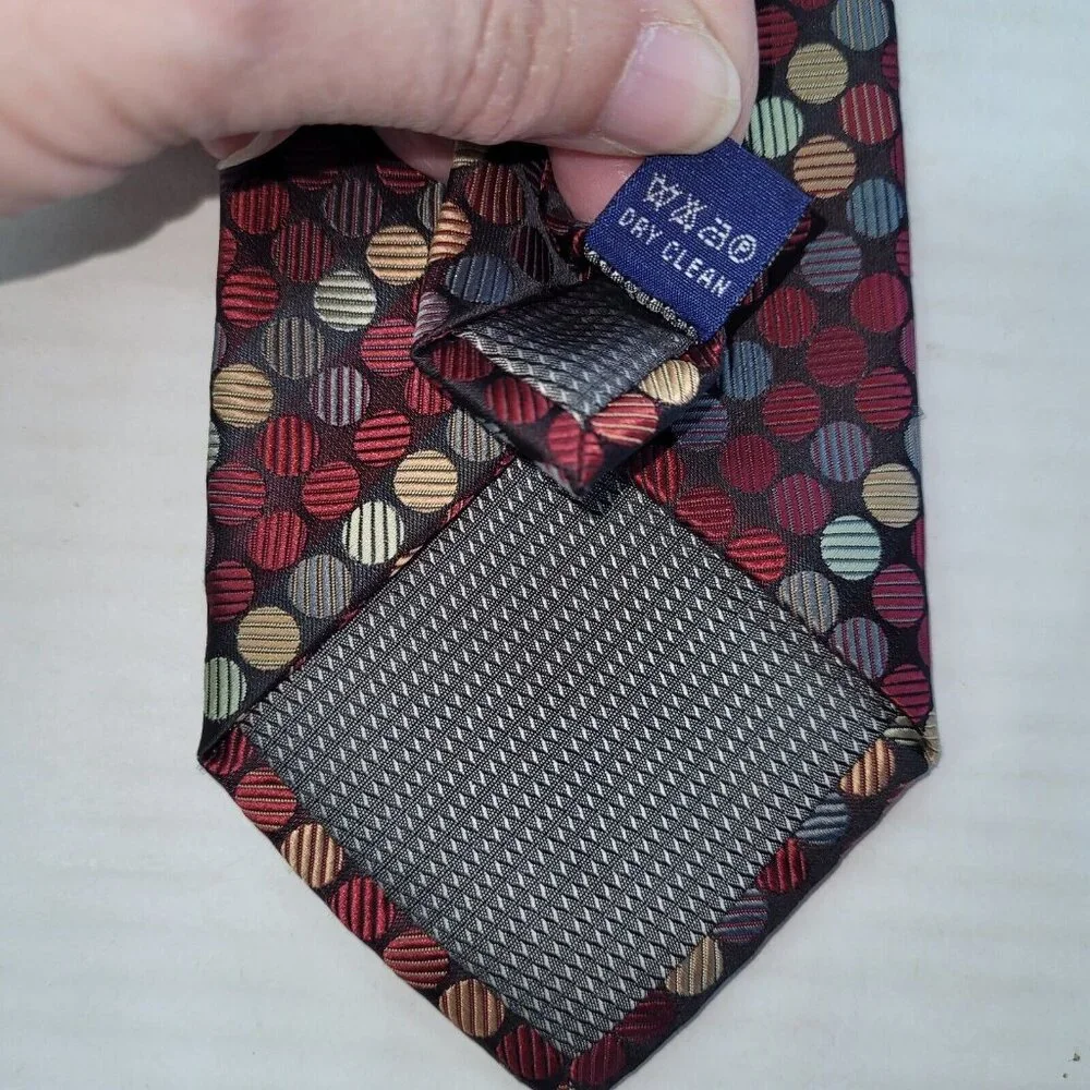Croft & Barrow Tie Mens Necktie Repp Polka Dot Textured Thick Office Preppy Poly