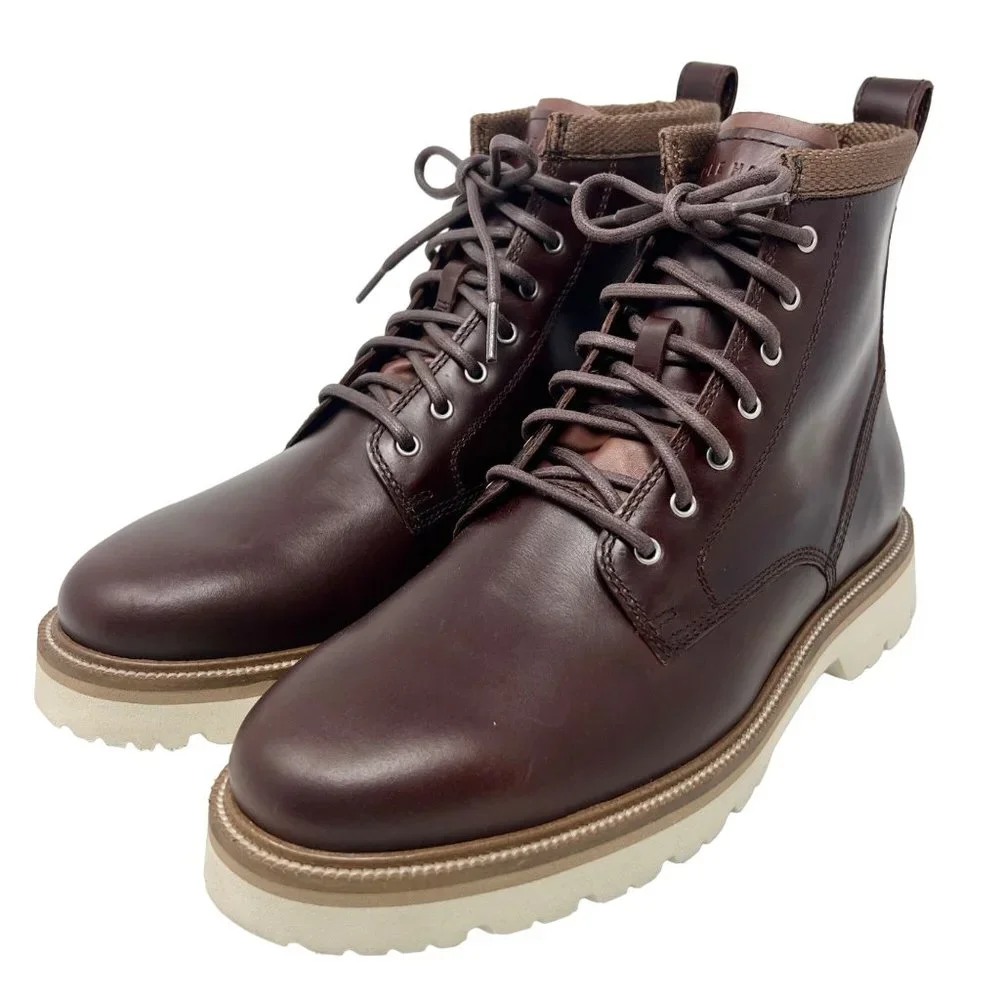 Cole Haan American Classics Plain Toe Leather Boot Brown White Lug Sole Size 8.5