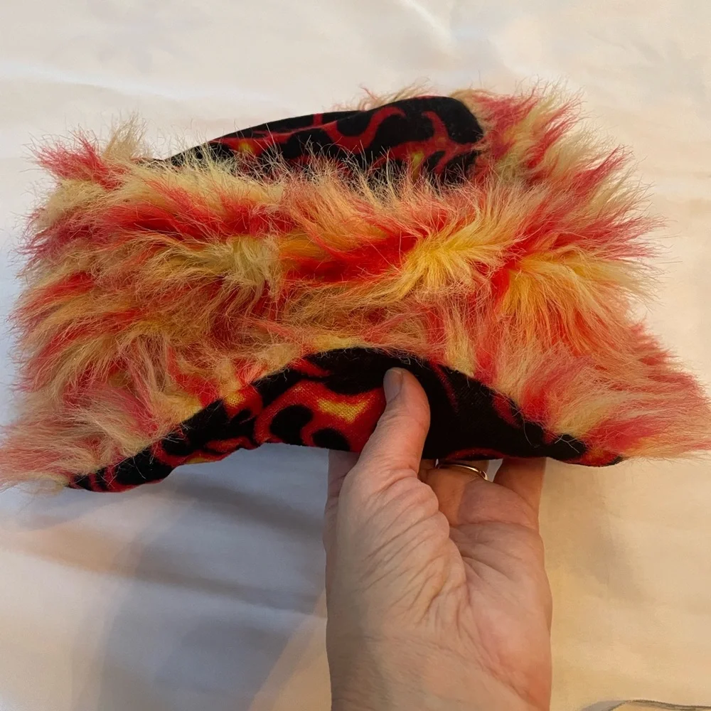 Furry Red, Yellow, and Black Warm Women’s Hat,‎ Soft and Stretchy, OS Fits Most
