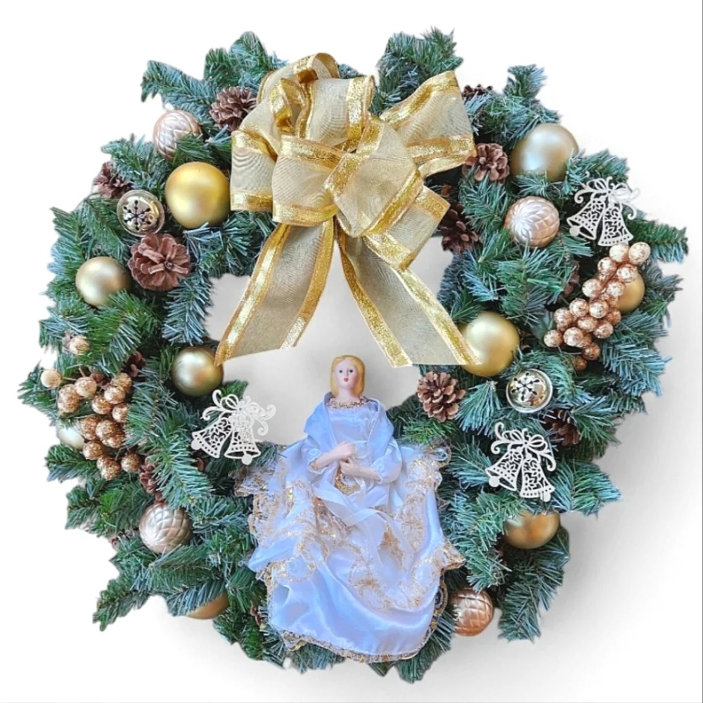 HARK THE HERALD ANGELS SING Christmas Wreath Angel 22 Inch Wreath
