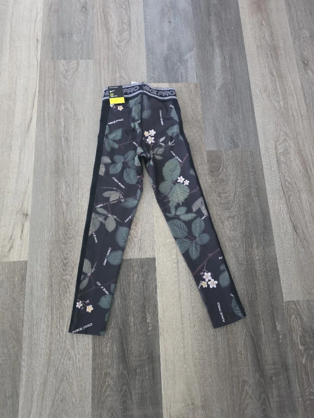 Nike Black Floral Print Girls' Leggings Size XS