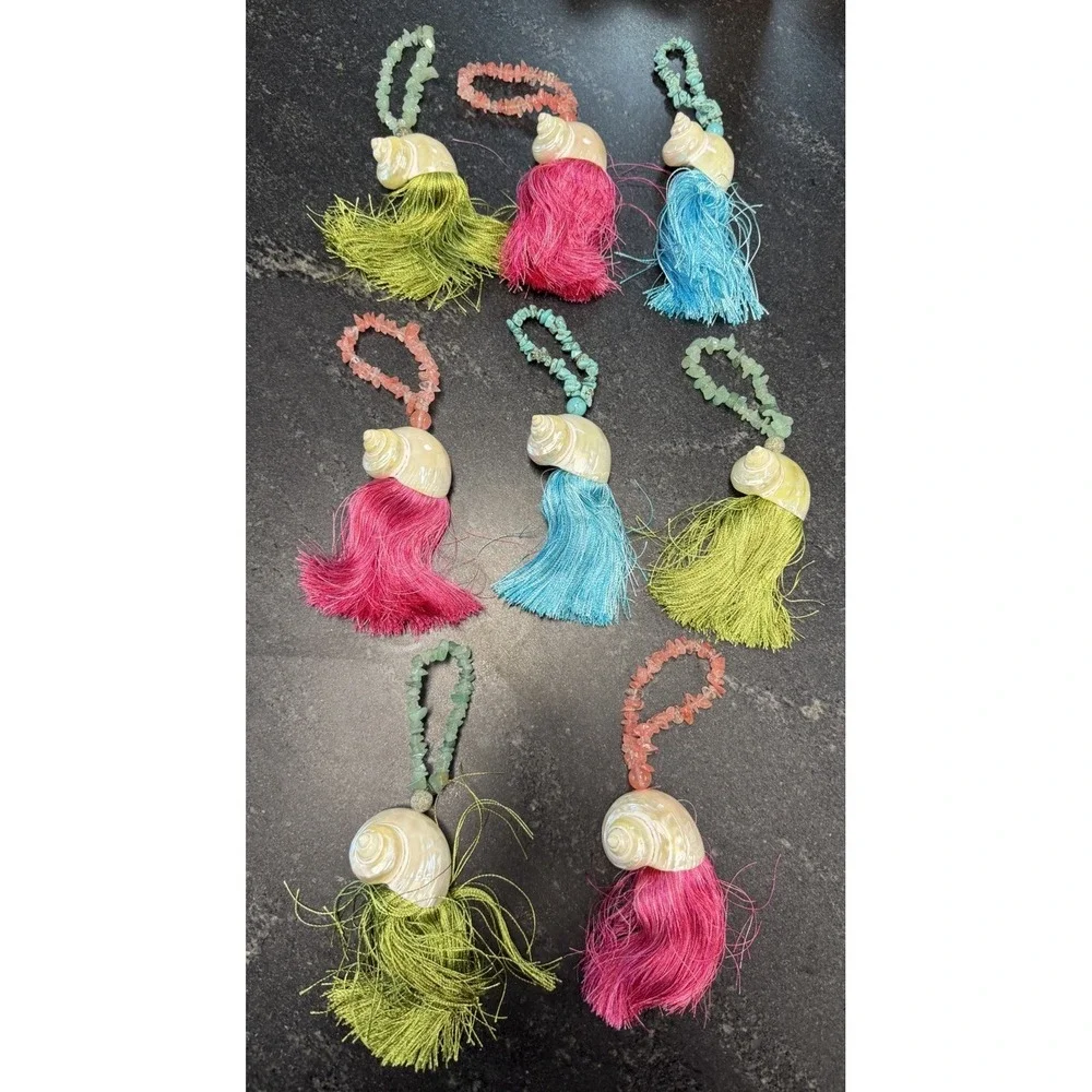 Lot 8 Handmade Shell Tassel Ornaments Coastal Beach Christmas Tree Decor‎ 7
