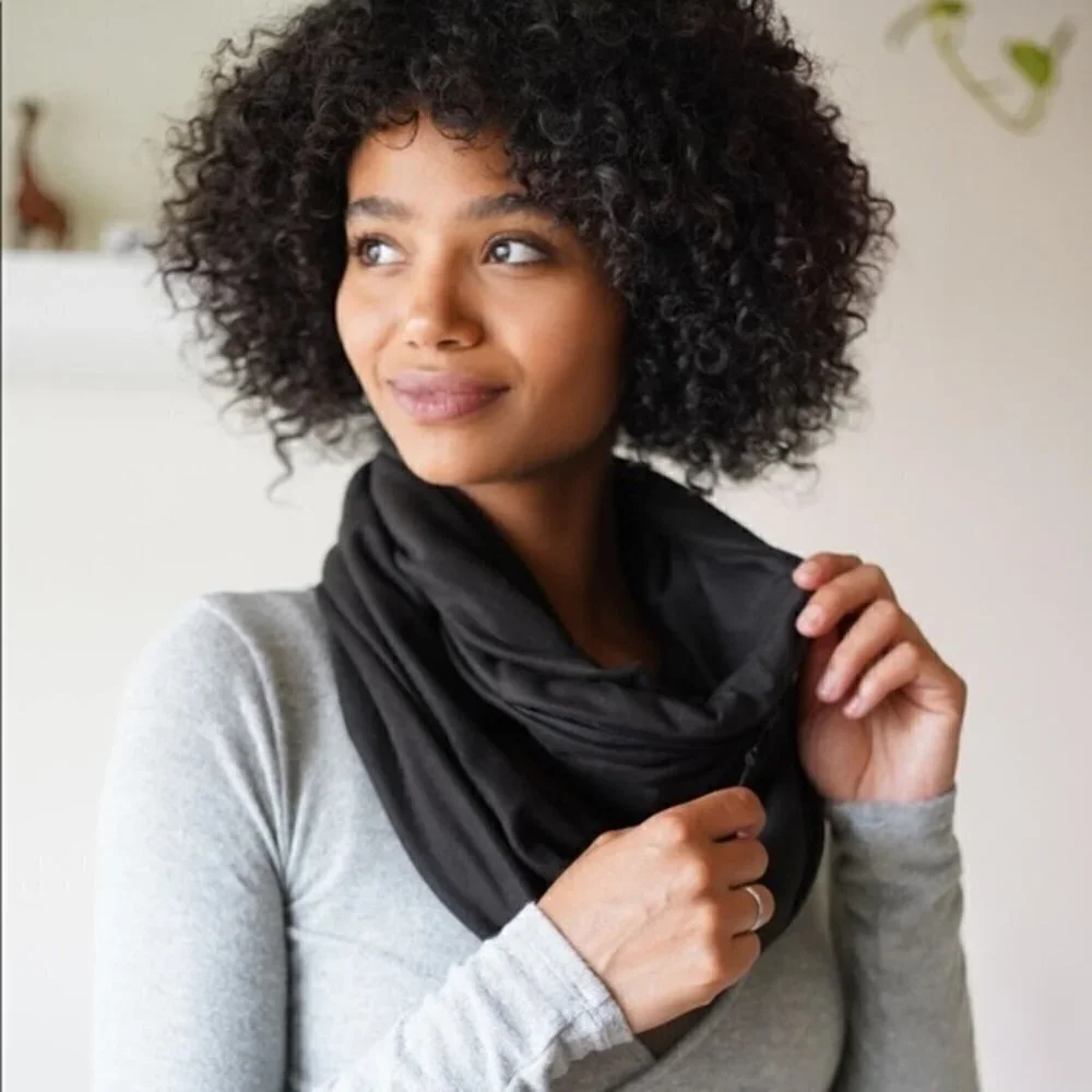 BEYOND YOGA Solid Black Pocket Infinity Scarf